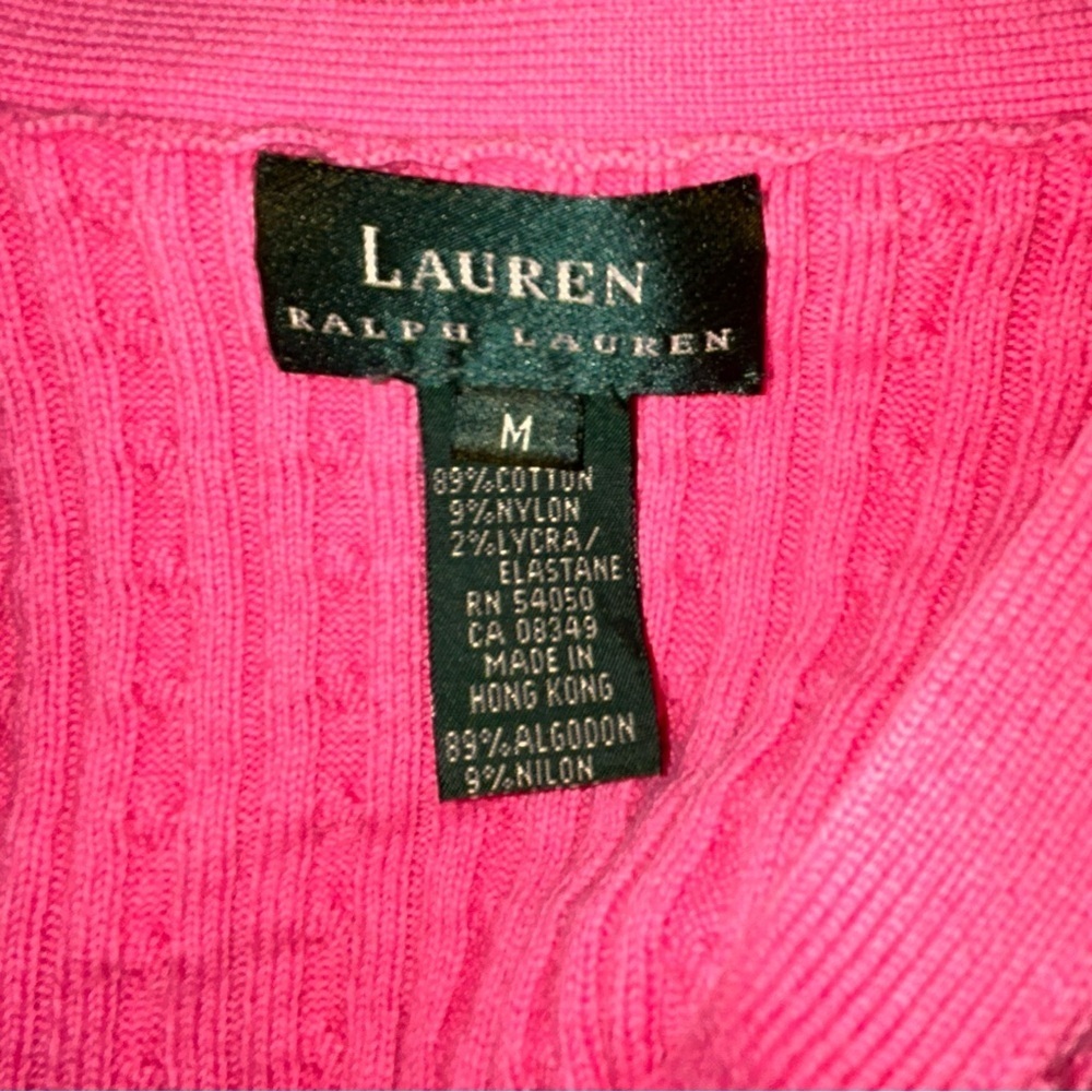 Ralph Lauren VTG bubble gum Pink Cable Knit Cardigan - Picture 3 of 3